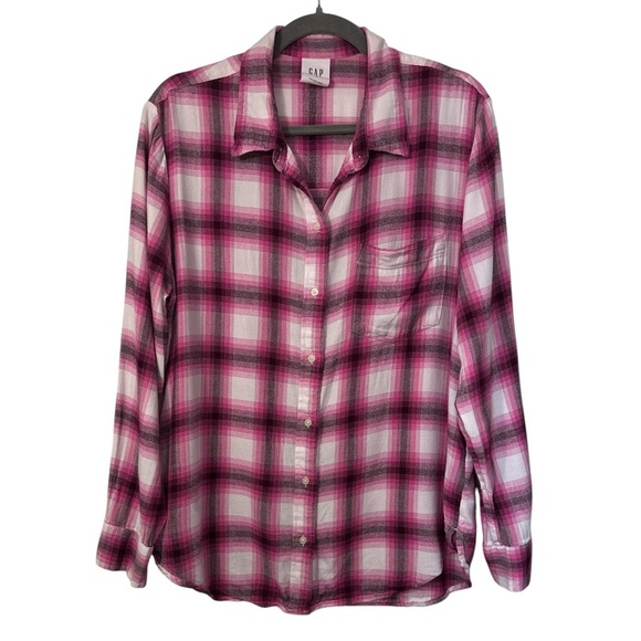 GAP The Easy Shirt Pink Plaid Button Down Shirt - Picture 2 of 5